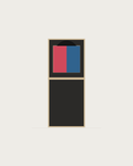 Drawing of a Coverfront record cabinet in black birch plywood, one column wide and one compartment high