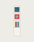 Drawing of a Coverfront record cabinet in white birch plywood, one column wide and three compartments high