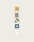 Drawing of a Coverfront record cabinet in white birch plywood, one column wide and four compartments high