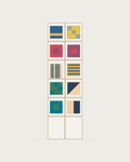 Drawing of a Coverfront record cabinet in white birch plywood, two columns wide and five compartments high