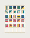 Drawing of a Coverfront record cabinet in white birch plywood, five columns wide and five compartments high