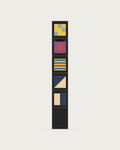 Drawing of a Coverfront record cabinet, spray-painted black, one column wide and five compartments high