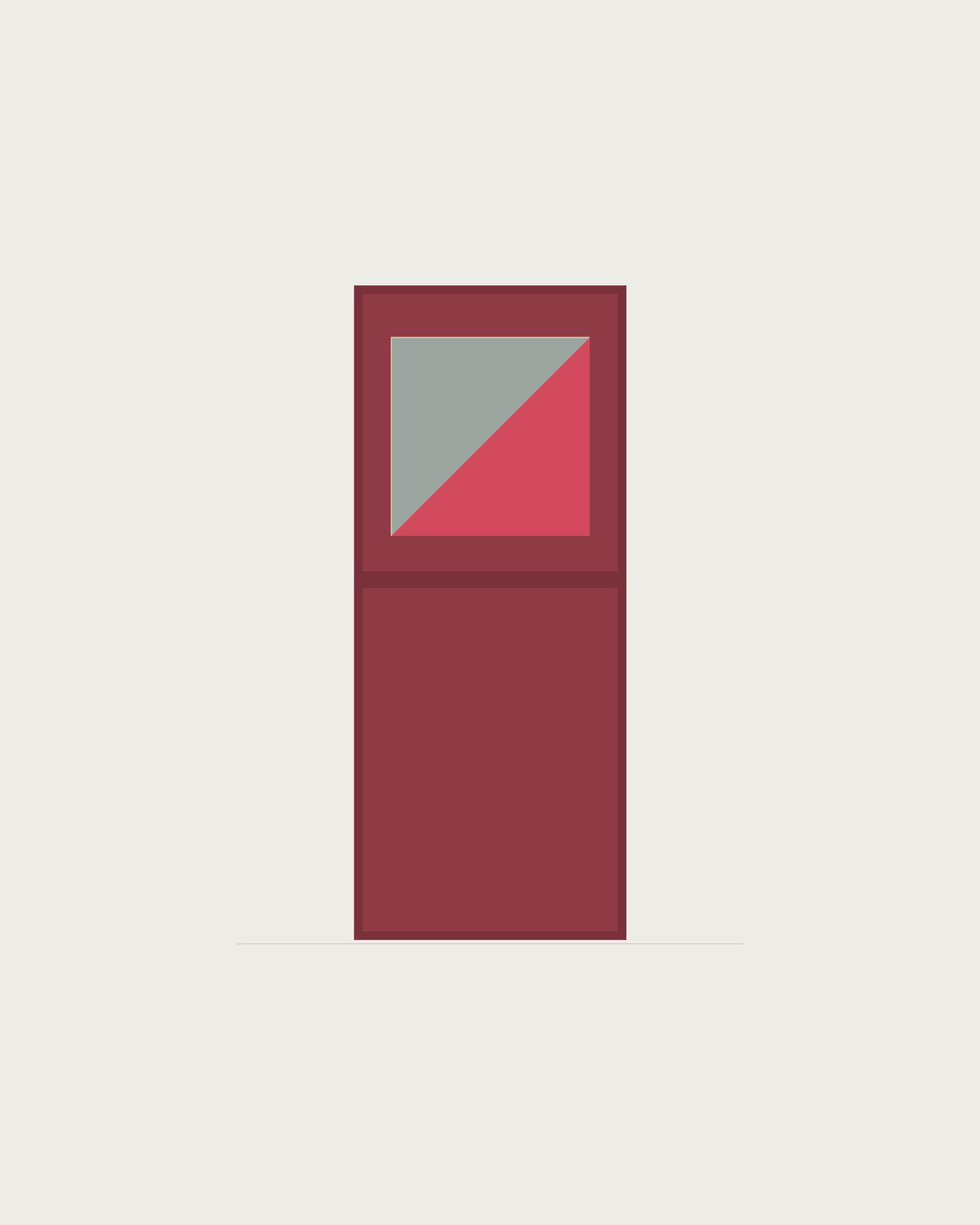 Drawing of a Coverfront record cabinet, spray-painted in a custom RAL colour, one column wide and one compartment high