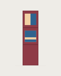 Drawing of a Coverfront record cabinet, spray-painted in a custom RAL colour, one column wide and two compartments high