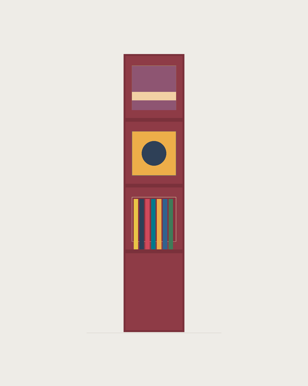 Drawing of a Coverfront record cabinet, spray-painted in a custom RAL colour, one column wide and three compartments high