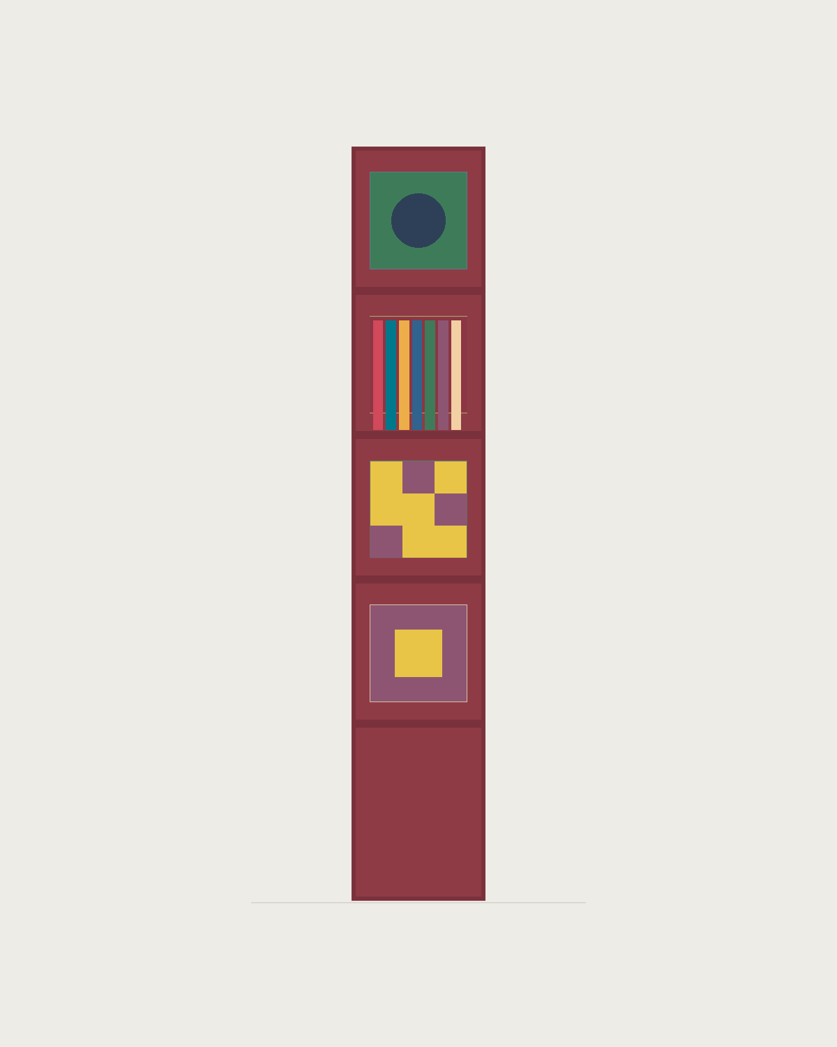 Drawing of a Coverfront record cabinet, spray-painted in a custom RAL colour, one column wide and four compartments high