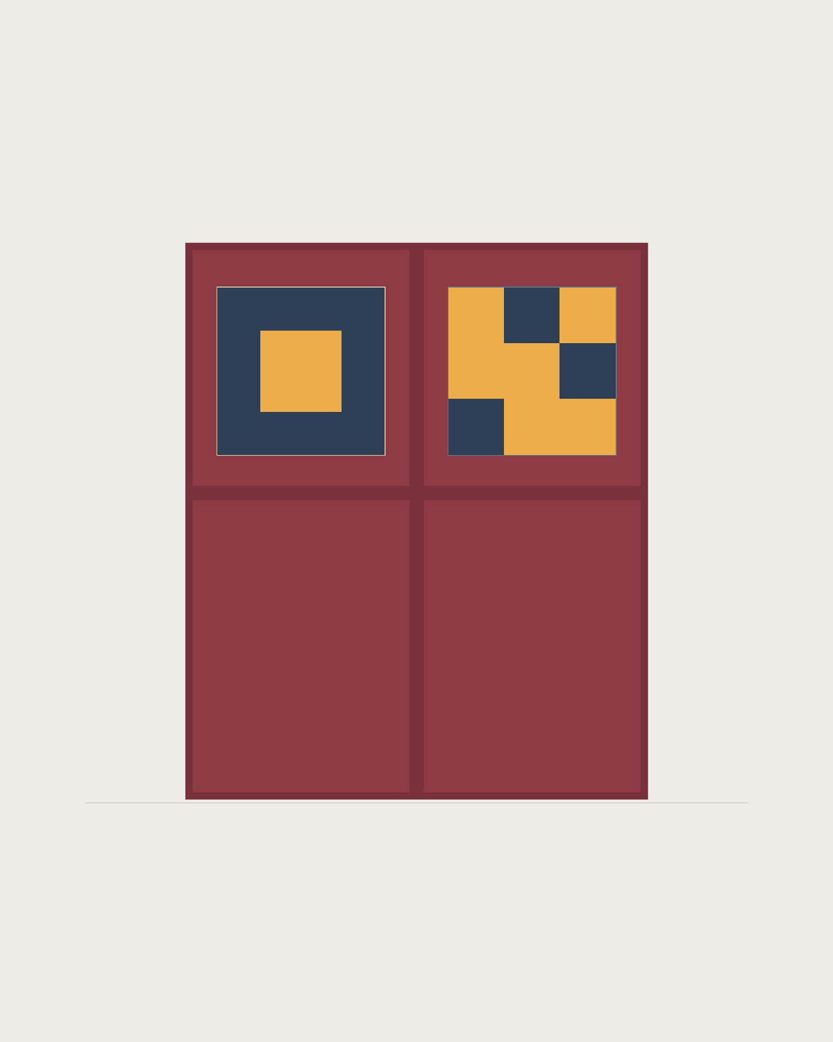 Drawing of a Coverfront record cabinet, spray-painted in a custom RAL colour, two columns wide and one compartment high