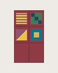 Drawing of a Coverfront record cabinet, spray-painted in a custom RAL colour, two columns wide and two compartments high