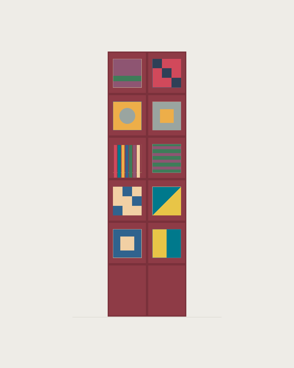 Drawing of a Coverfront record cabinet, spray-painted in a custom RAL colour, two columns wide and five compartments high