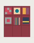 Drawing of a Coverfront record cabinet, spray-painted in a custom RAL colour, three columns wide and two compartments high