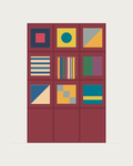 Drawing of a Coverfront record cabinet, spray-painted in a custom RAL colour, three columns wide and three compartments high