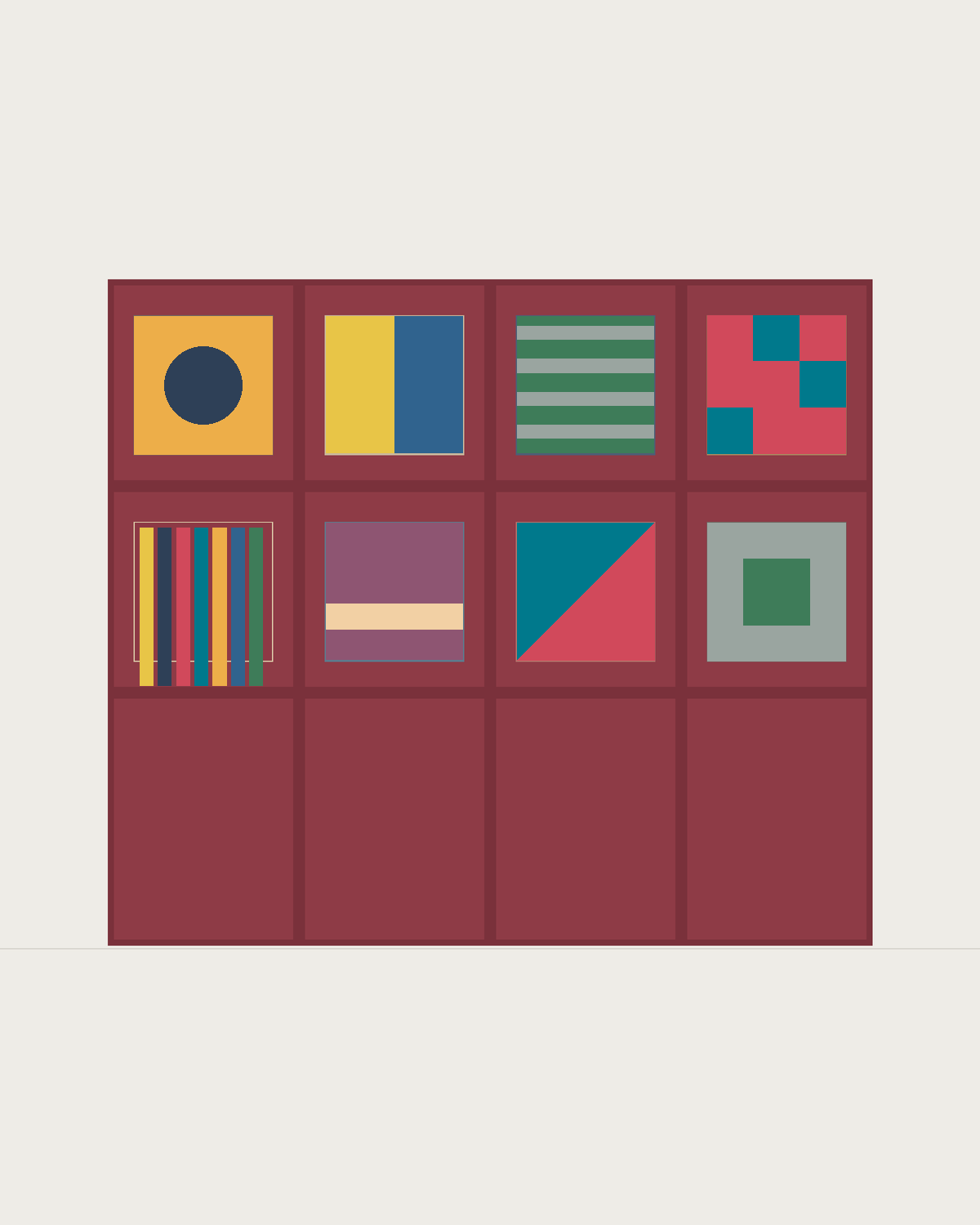 Drawing of a Coverfront record cabinet, spray-painted in a custom RAL colour, four columns wide and two compartments high
