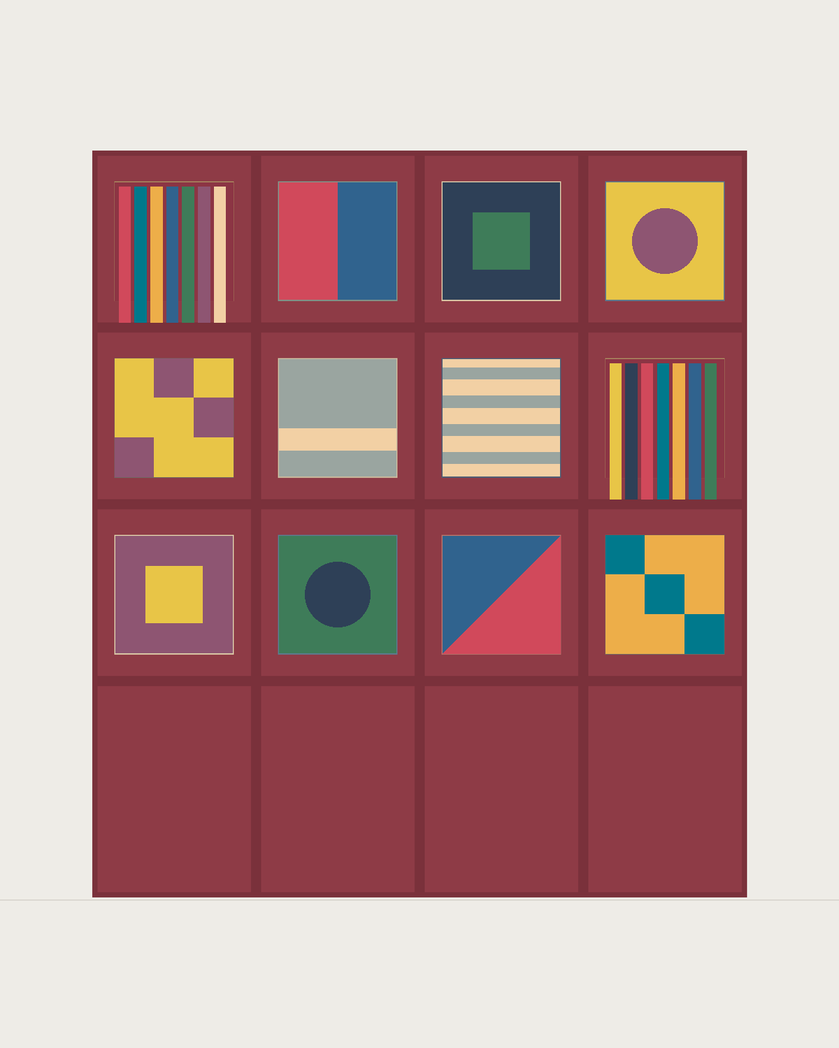 Drawing of a Coverfront record cabinet, spray-painted in a custom RAL colour, four columns wide and three compartments high