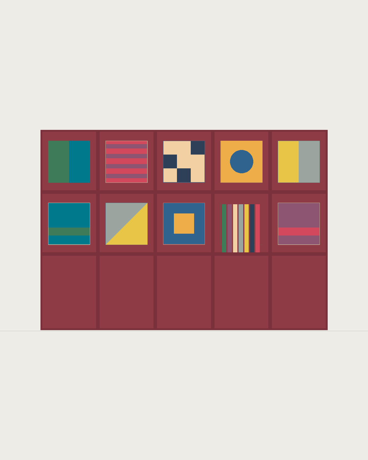 Drawing of a Coverfront record cabinet, spray-painted in a custom RAL colour, five columns wide and two compartments high