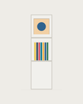 Drawing of a Coverfront record cabinet, spray-painted white, one column wide and two compartments high